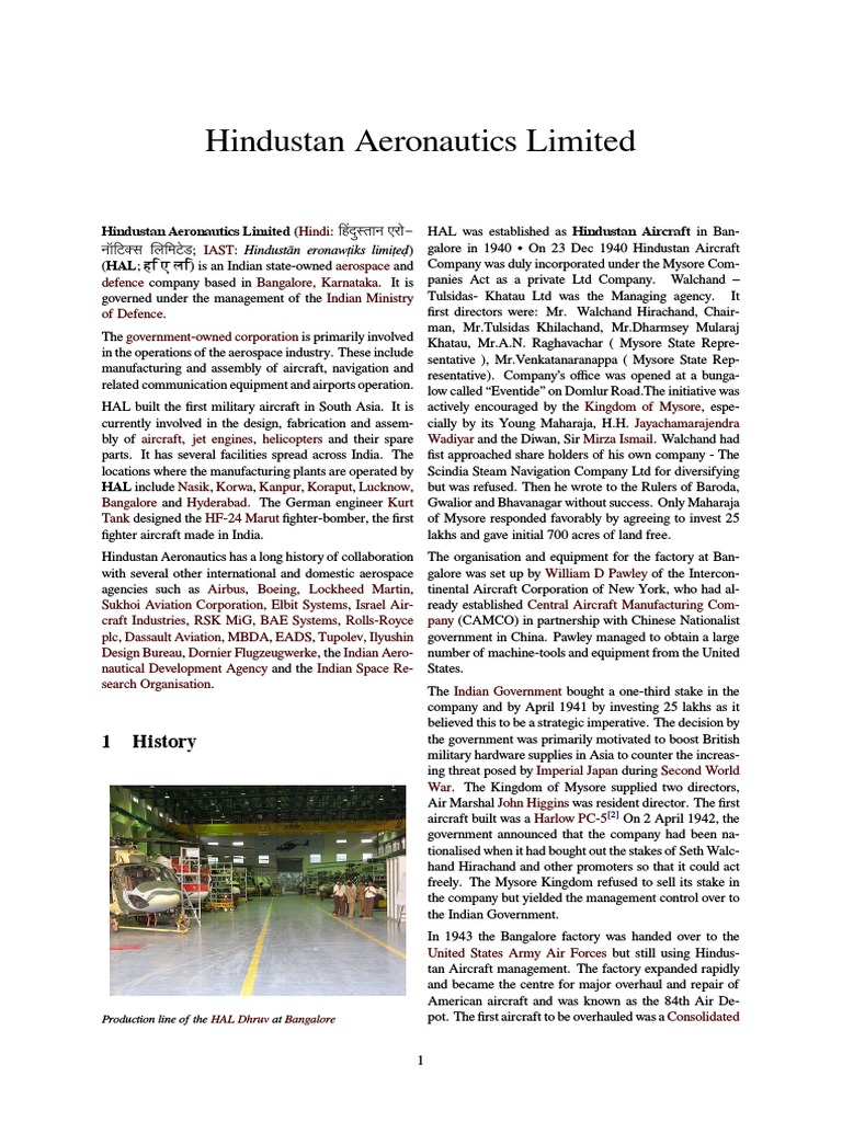Hindustan Aeronautics Limited | PDF | Aeronautics | Aerospace