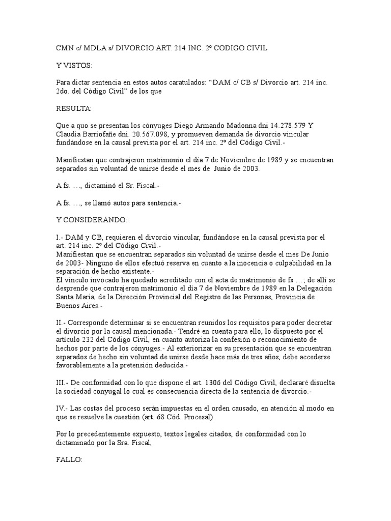 Sentencia Divorcio PDF Divorcio Información del gobierno