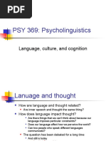 PSY 369: Psycholinguistics: Language, Culture, and Cognition