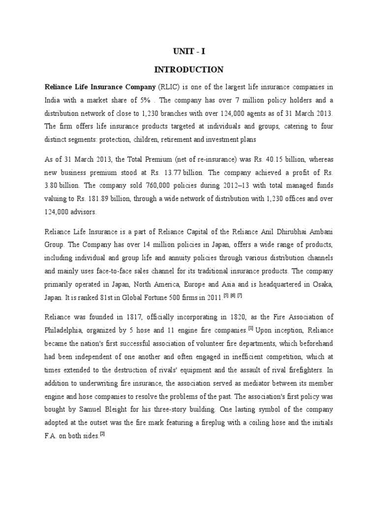Reliance Life Insurance PDF Life Insurance Insurance