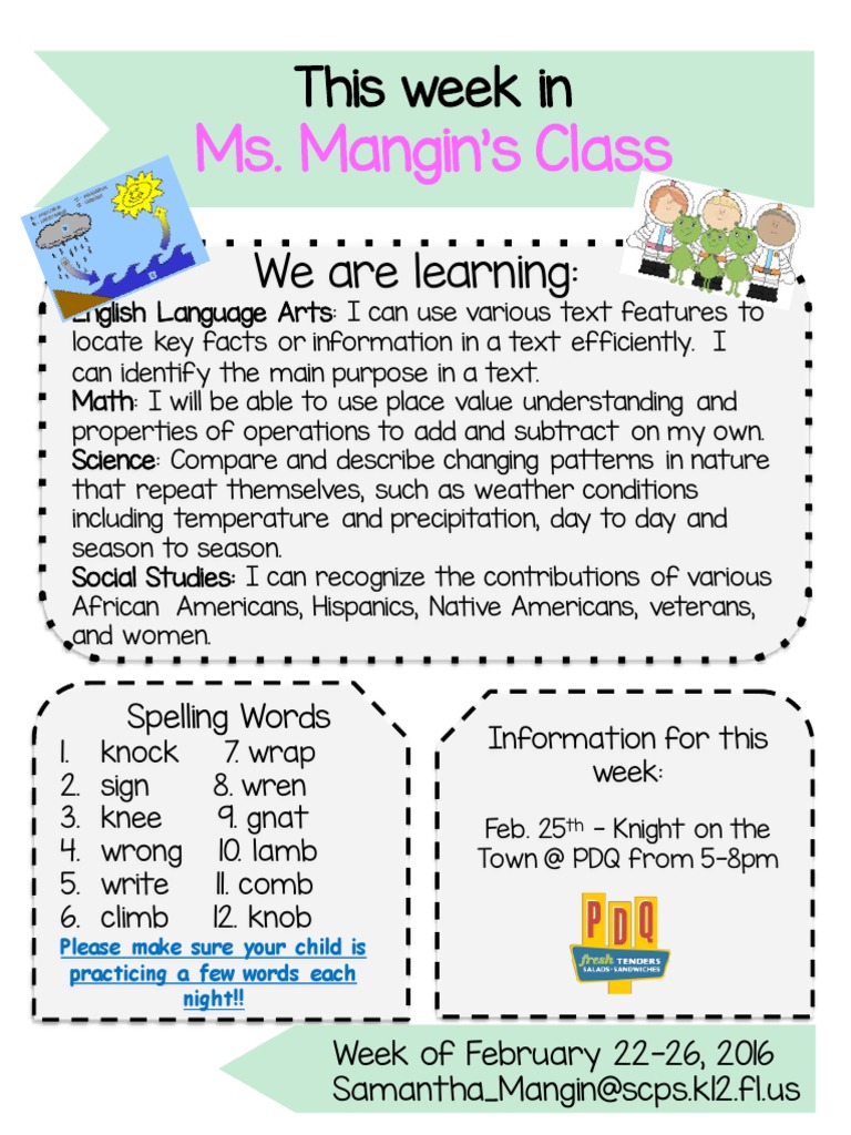 Weekly Classroom Update | PDF | Wellness