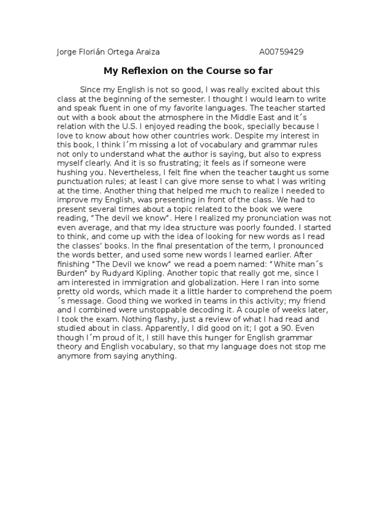 Reflections on Learning English Skills | PDF