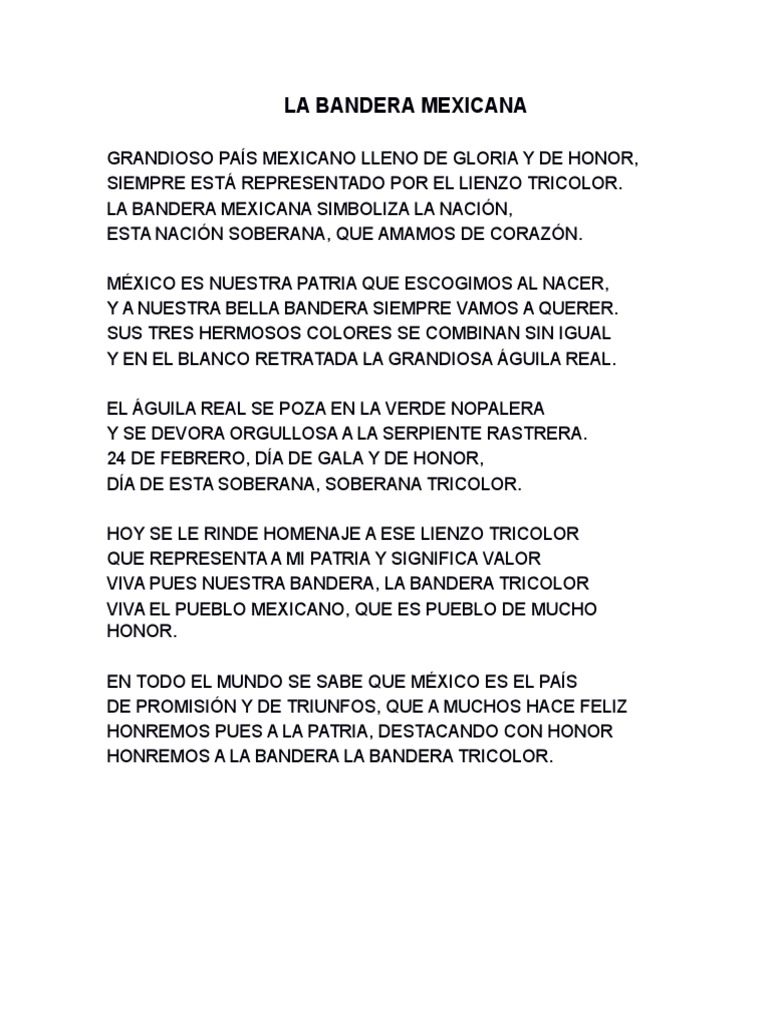 Poemas a la Bandera Mexicana para Niños | PDF | México | Los símbolos