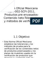NORMA Oficial Mexicana NOM 002 SCFI 2011 Productos Pre Envasados Contenido