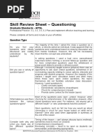 Skill Review Sheet - Questioning: Graduate Standards - AITSL