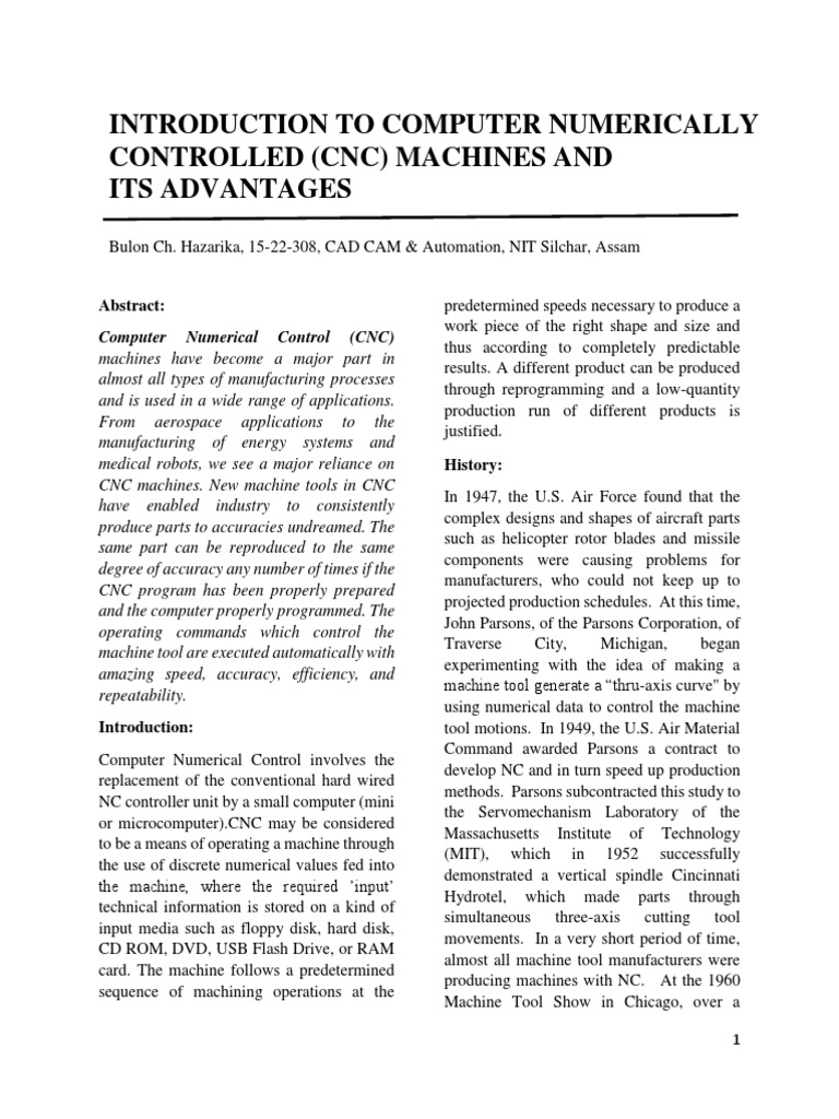 Introduction to CNC Machines and History | PDF | Numerical Control ...
