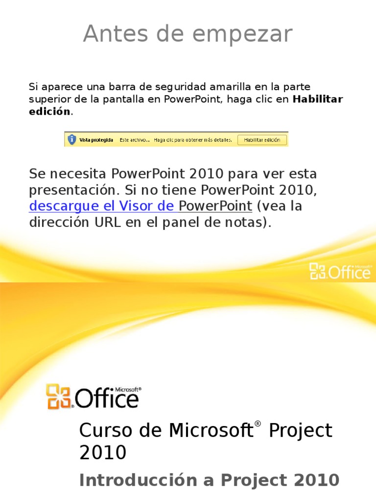 Introduccion A Project 2010 | PDF | Microsoft PowerPoint | Point and Click