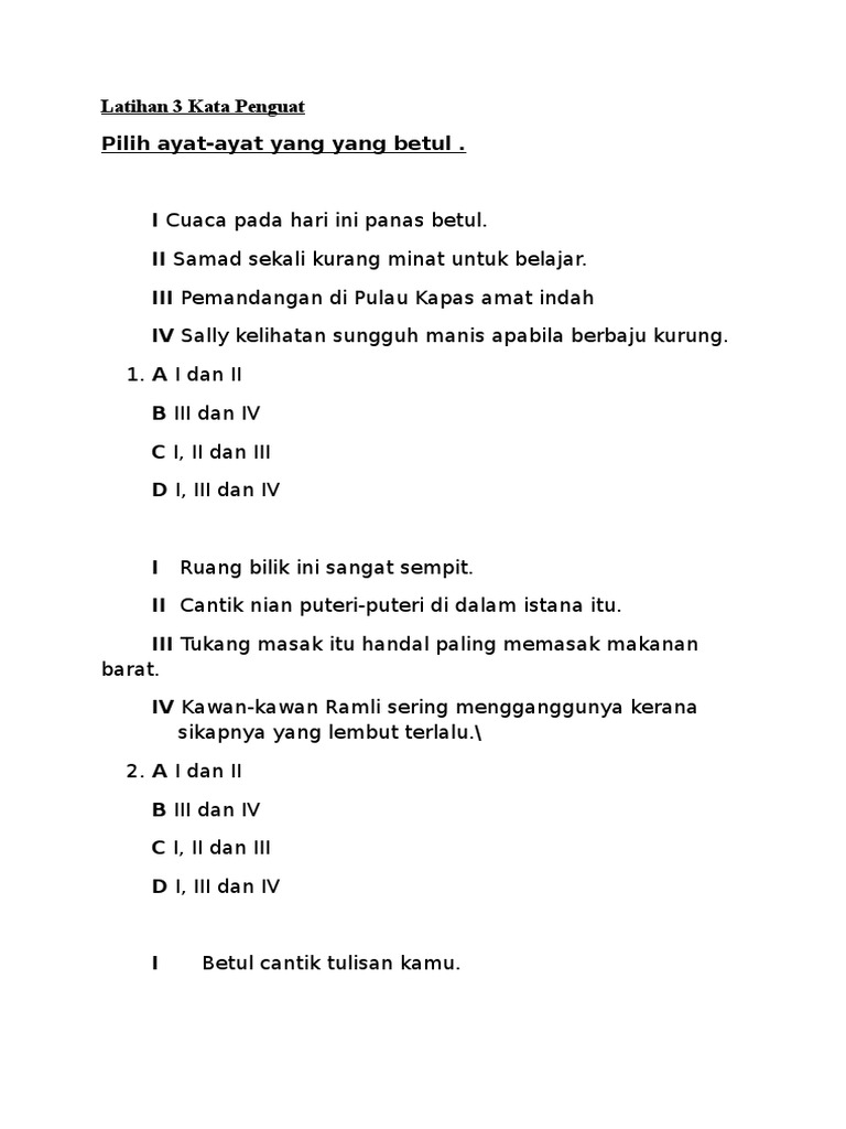 Latihan Kata Penguat Pdf