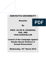 VC Prof Olive Mugenda's Speech at the Launch of the Campaign Against Sexual Harassment