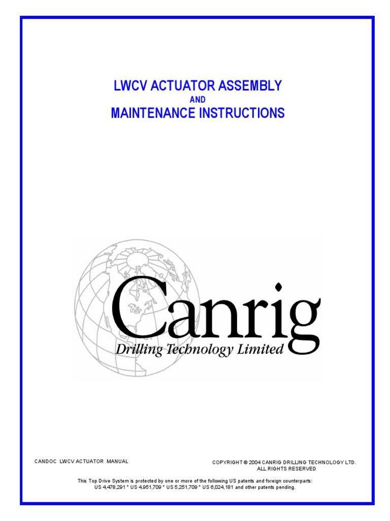 Can Rig LWCV Actuator Manual | PDF | Screw | Valve