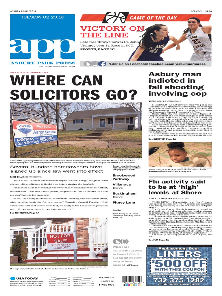 Asbury Park Press Front Page Tuesday, Feb. 23 2016 PDF Violence