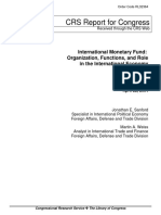 CRS Report For Congress: International Monetary Fund: Organization, Functions, and Role in The International Economy