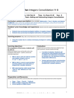 Lesson Plan Integers Consolidation