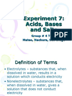 Experiment 7: Acids, Bases and Salts