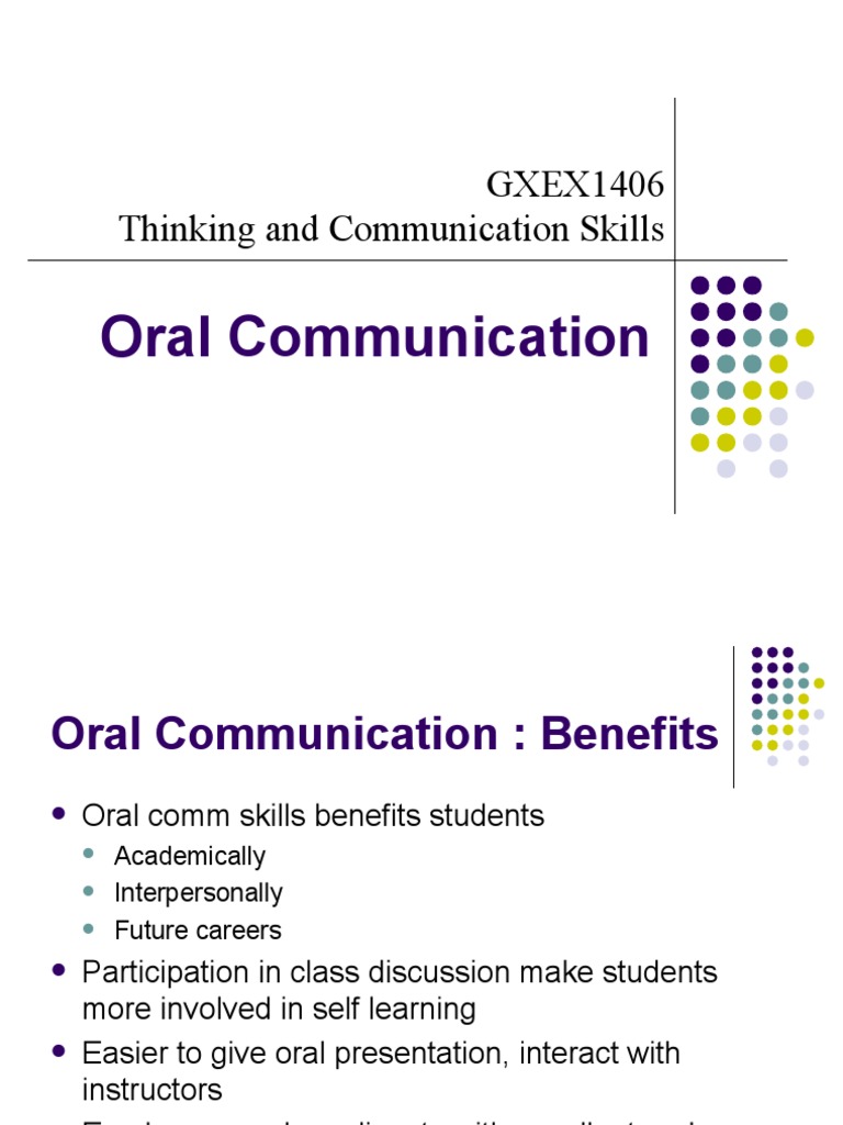 Benefits and Skills of Oral Communication | PDF | Public Speaking ...
