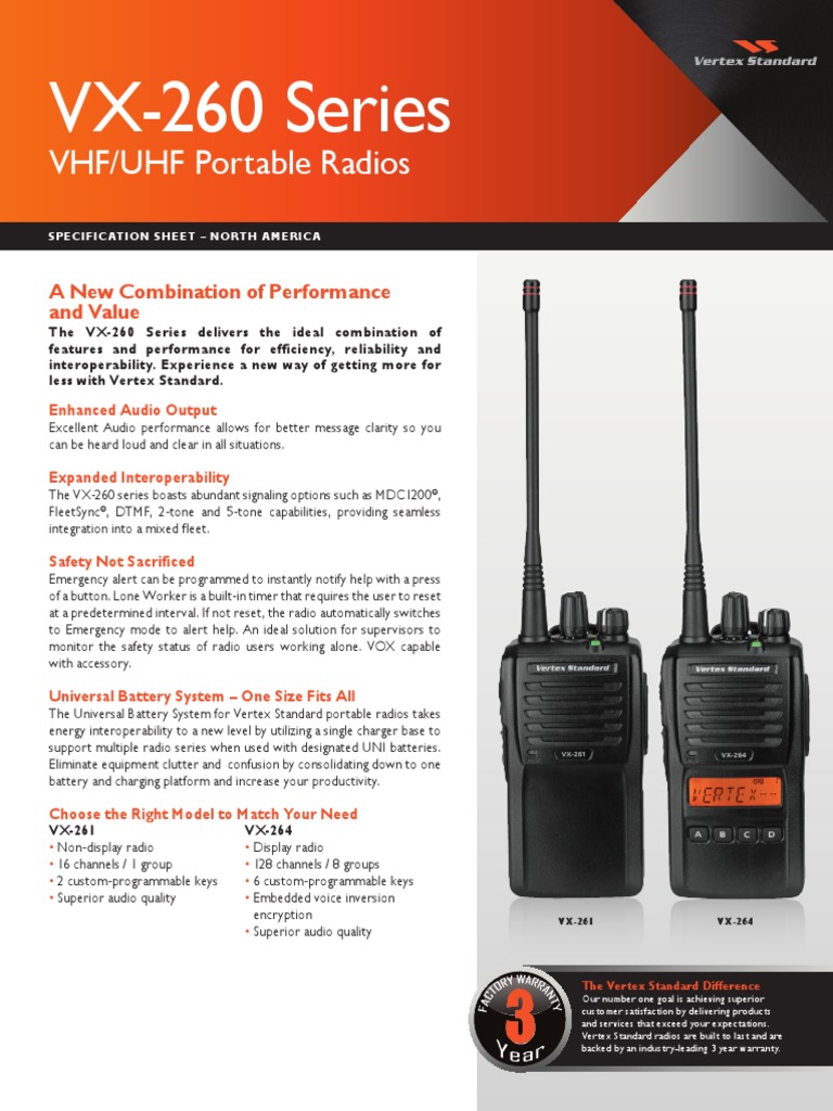 Vx 261 Product Sheet 3 Pdf Frequency Modulation Telecommunications