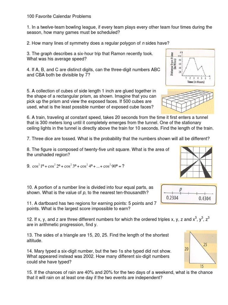 100 Favorite Calendar Problems | PDF | Circle | Triangle