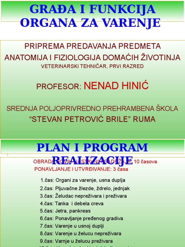 Gradja I Funkcija Organa Za Varenje | PDF