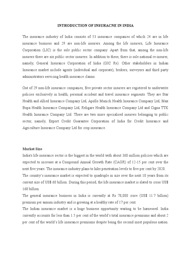 Introduction of Insuracne in India | PDF | Insurance | Service Industries