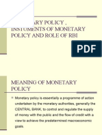 Monetary Policy, Instuments of Monetary Policy and