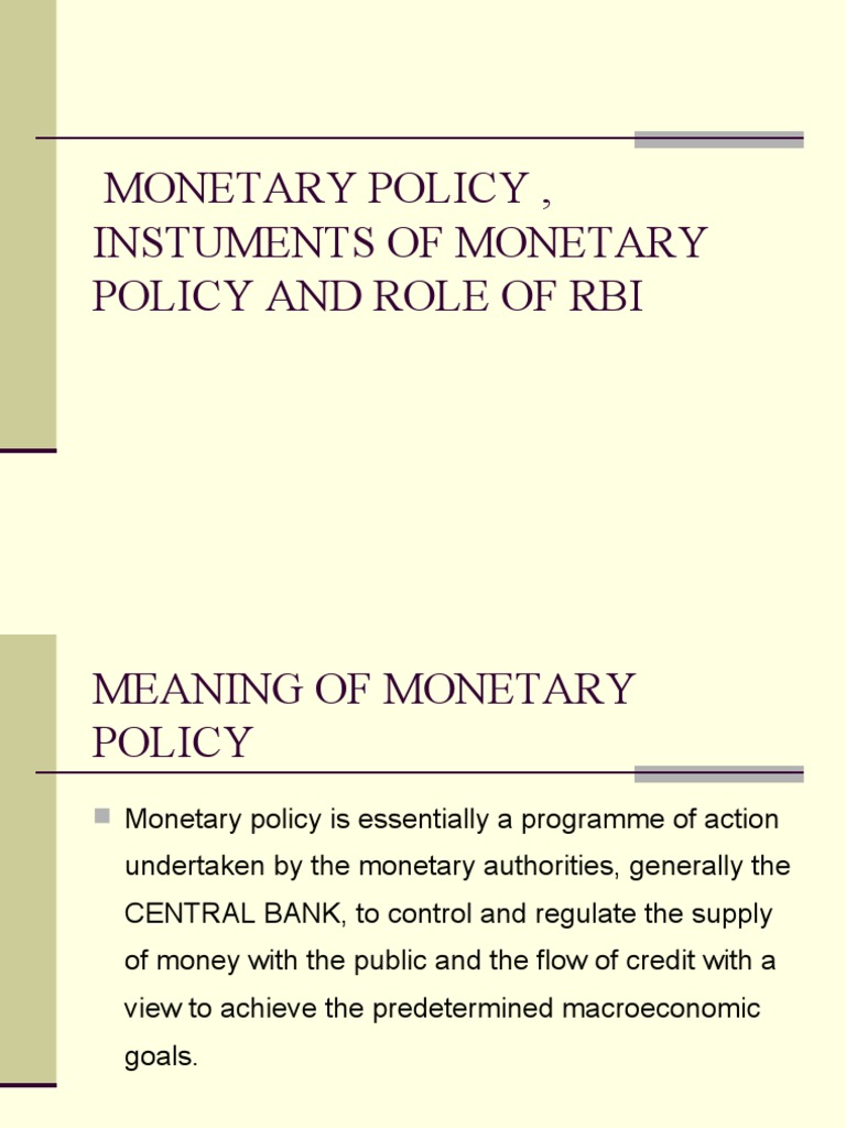 RBI's Role in Monetary Policy | PDF | Monetary Policy | Money Supply