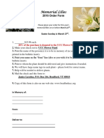 Memorial Lilies: 2016 Order Form