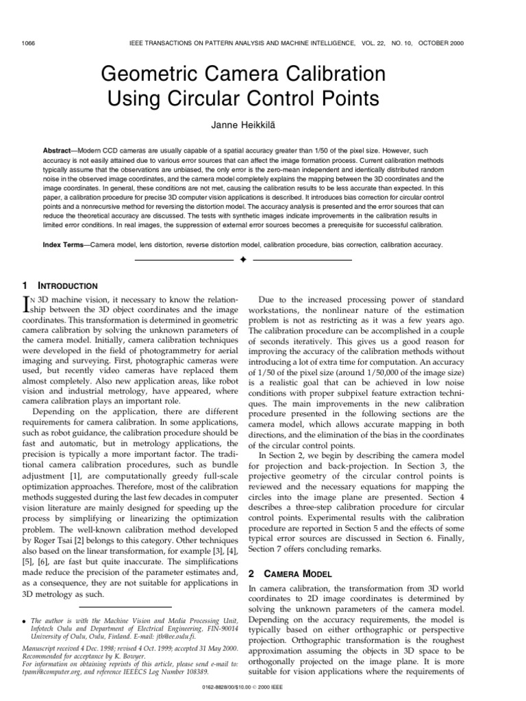 Advanced Geometric Camera Calibration | PDF | Errors And Residuals ...