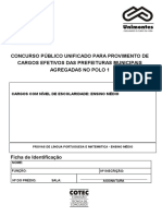 Caderno: Concurso Público Unificado para Provimento de Cargos Efetivos Das Prefeituras Municipais Agregadas No Polo 1