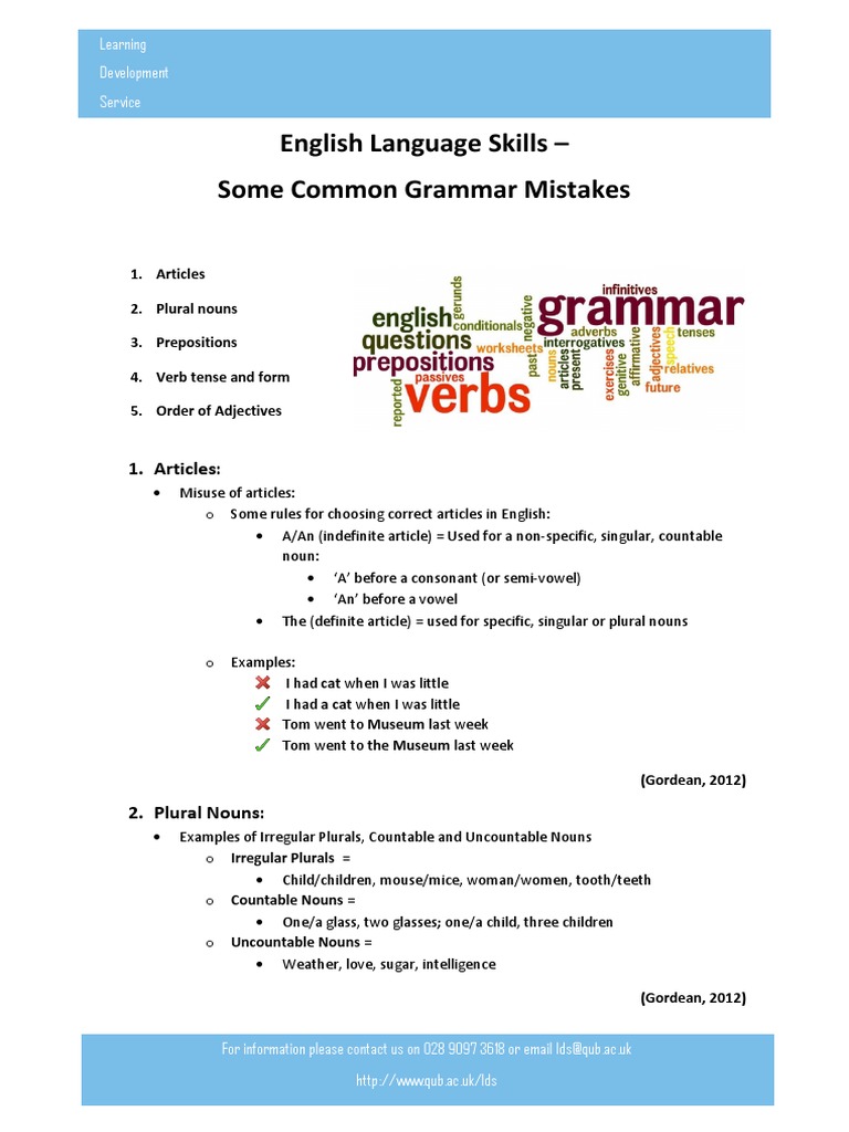 Common Grammar Mistakes | PDF | Language Arts & Discipline