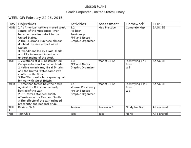 US History Lesson Plans: Feb 2015 | PDF | Travel