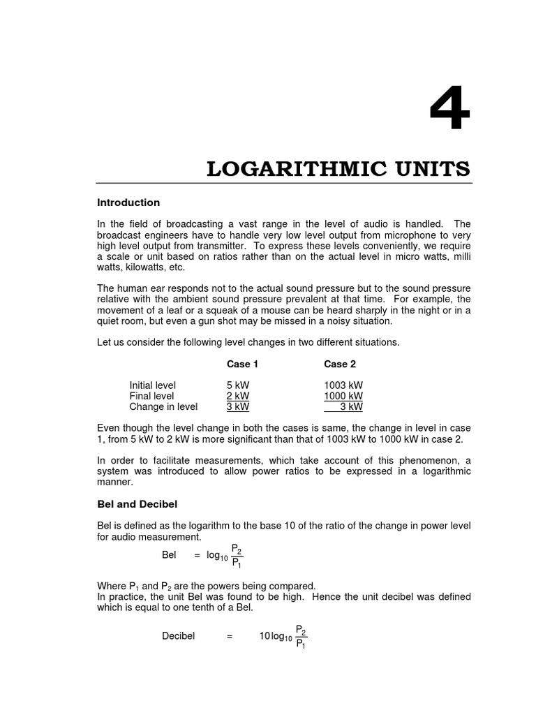 Logarithmic Units PDF Decibel Watt