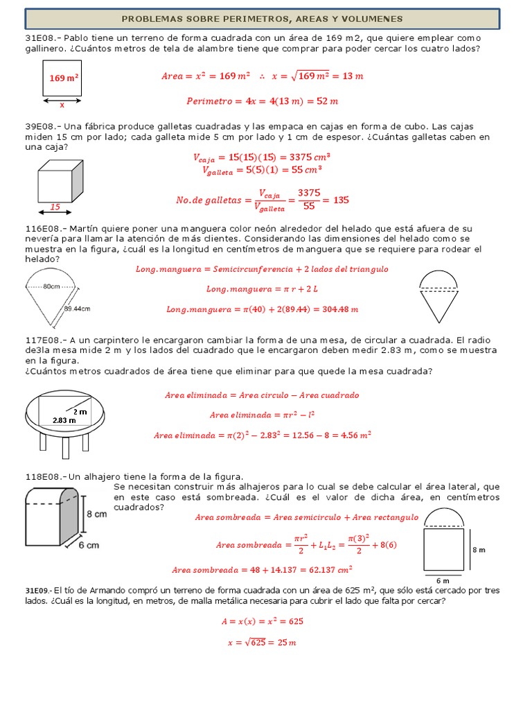 Un Metro Cuadrado Cuantos Centimetros Cuadrados Tiene Areas y Perimetros | PDF | Pi | Geometría Elemental