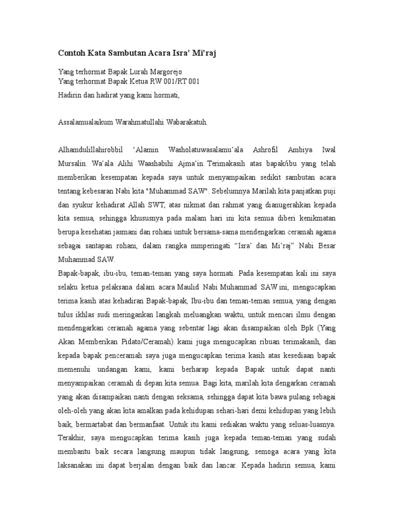 Teks Ceramah Tema Isra Mi Raj Singkat Kumpulan Contoh