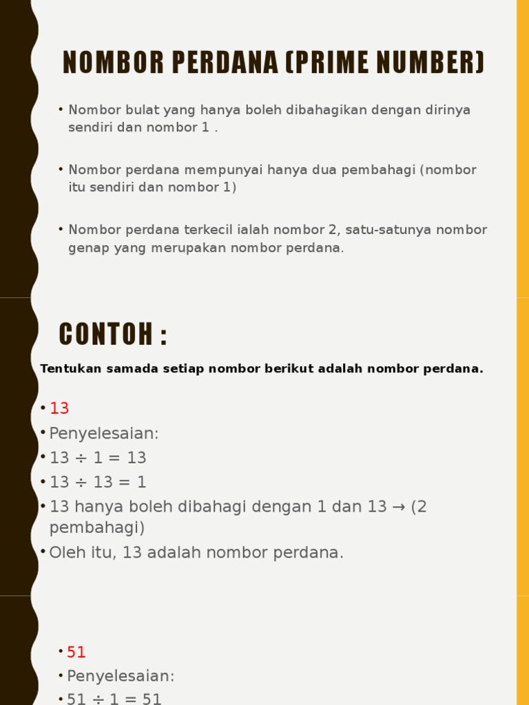 Nombor Perdana Nombor Gubahan Pemfaktoran Perdana