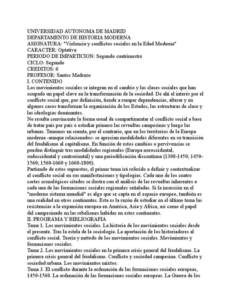 Violencia y Conflictos Sociales en La Edad Moderna | PDF | Edades ...
