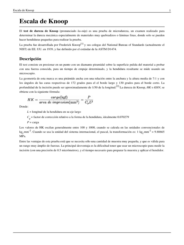 Escala de Knoop | PDF | Ciencia de los materiales | Materiales