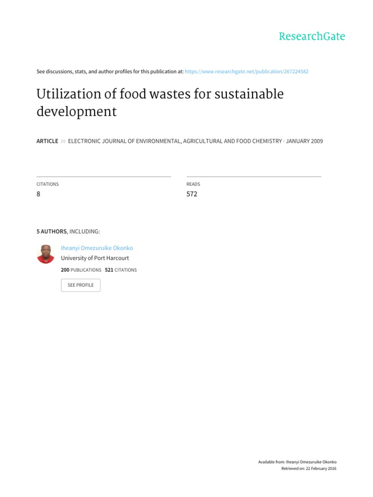 Food Waste Utilization for Sustainability | PDF | Biogas | Anaerobic ...