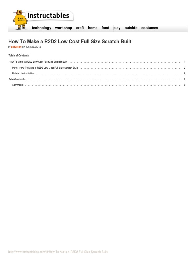 How To Make A R2D2 Full Size Scratch Built Download Free PDF Paint