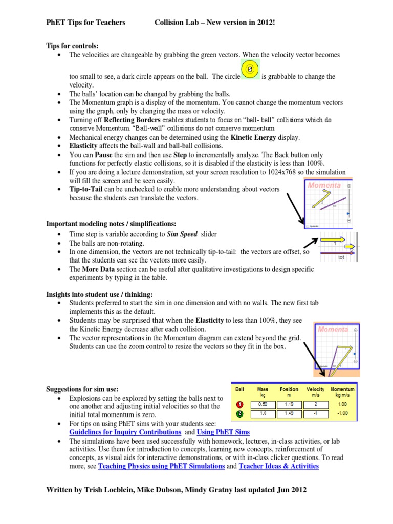 Phet Simulation Collision Lab Answer Key