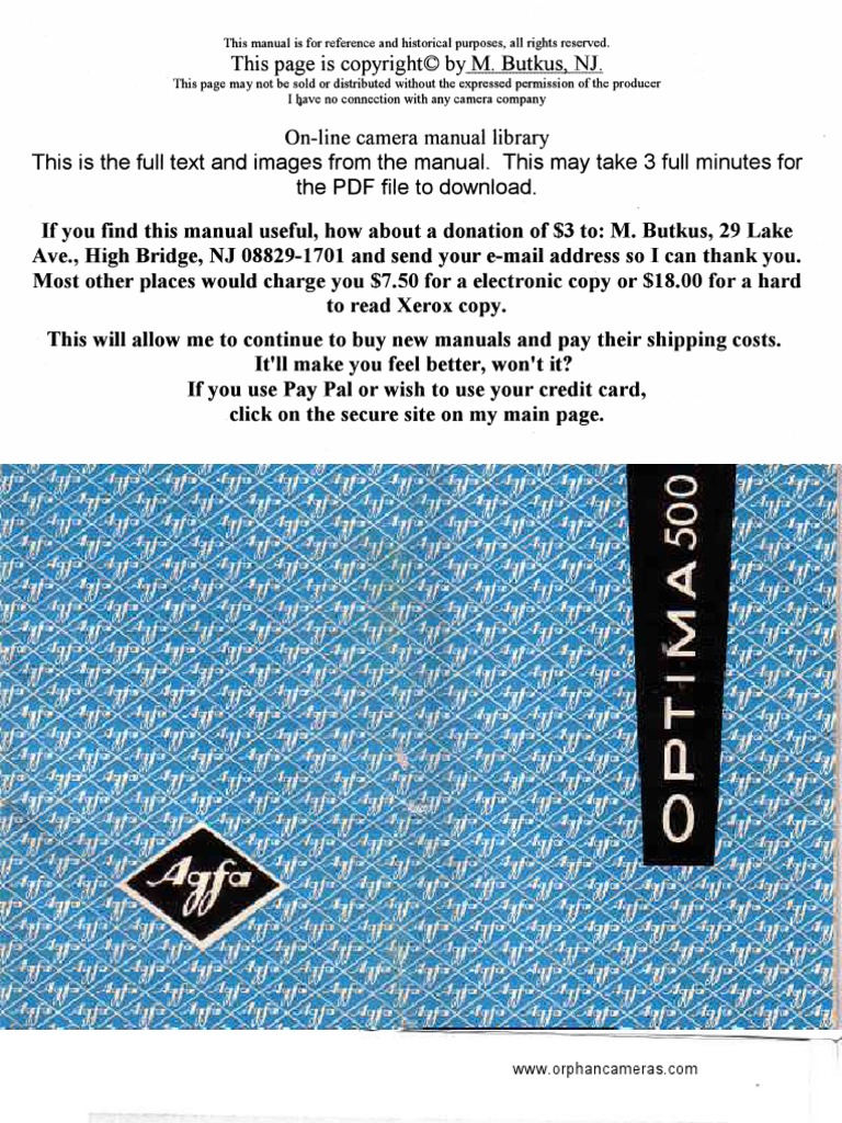 Agfa optima 1a manual