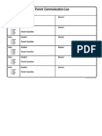 Example- Parent Communication Log