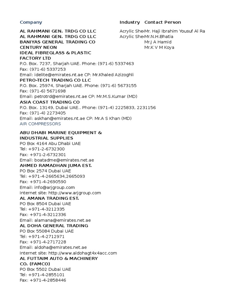 List of Companies_Dubai United Arab Emirates Dubai