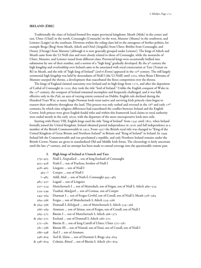 Rulers of Ireland PDF Gaels Irish Genealogy