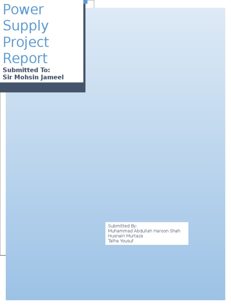 Power Supply Report | PDF | Rectifier | Capacitor