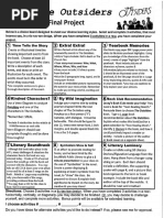 Outsiders Project Rubric