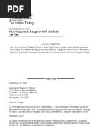 Joint Committee on Taxation letter to Charlie Rangel on George W. Bush's tax plan