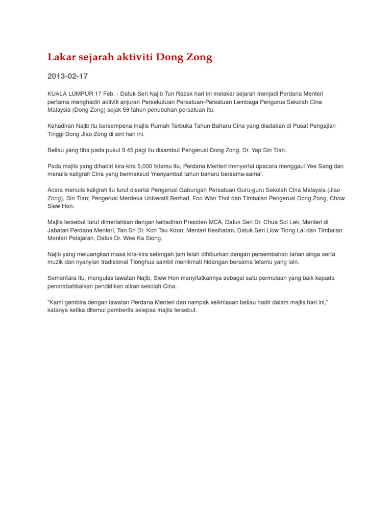 Lakar Sejarah Aktiviti Dong Zong Pdf