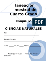 Plan - 4to Grado Bloque IV - Ciencias Naturales