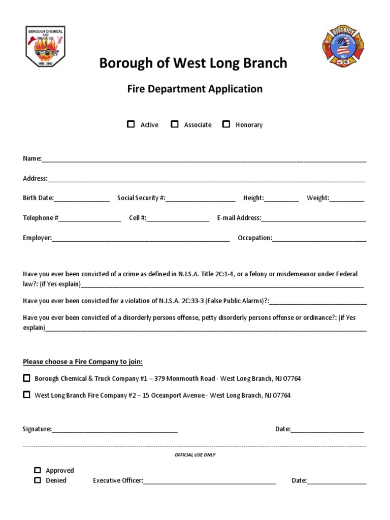 FIRE DEPARTMENT APPLICATION PROCESS intelligence overview