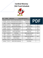 2016 Track Schedule